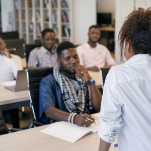 facilitator leading a workplace training session