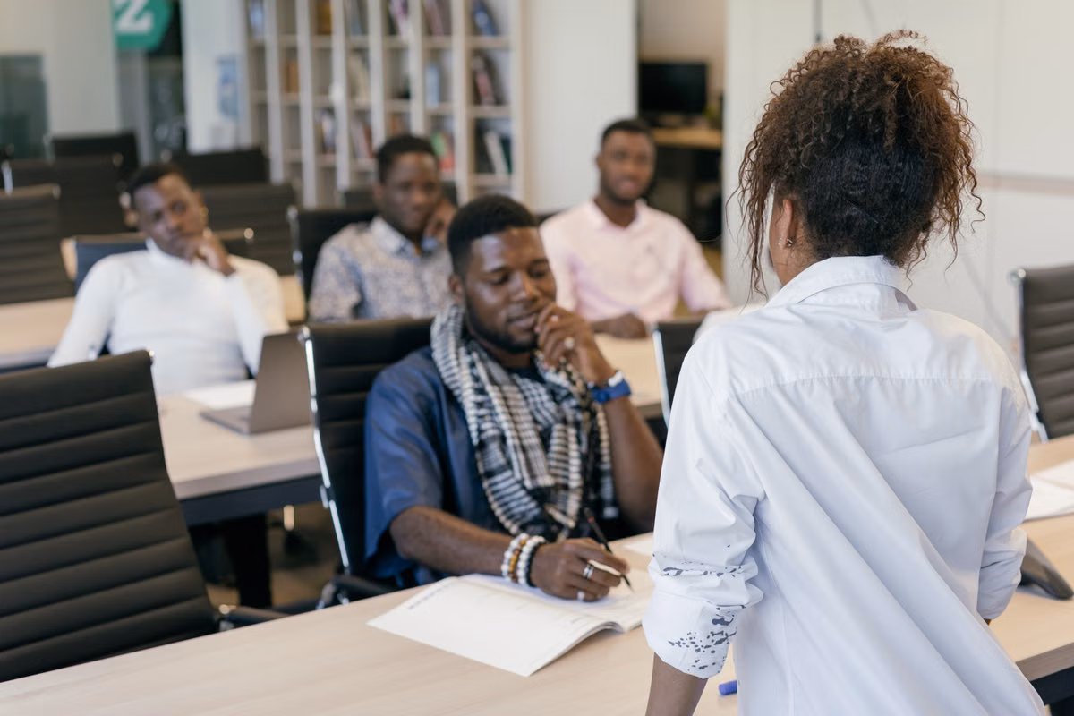 facilitator leading a workplace training session